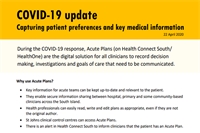 COVID-19 update from South Island Alliance - Capturing patient preferences and key medical information